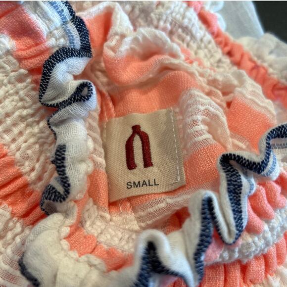 NWOT lemlem Sheer Wide-Leg Beach Pants, Coral & White Stripe, Women's Size Small - Picture 5 of 5